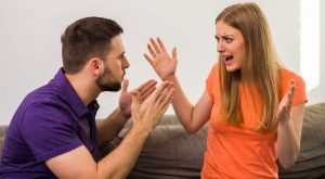 angry wife and husband are having conflict